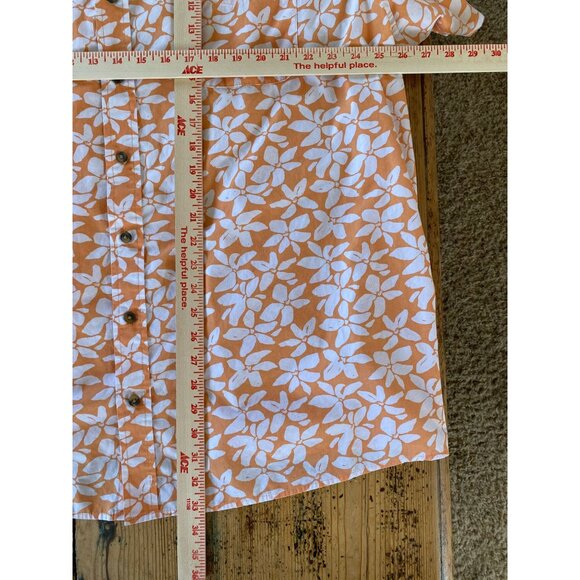HB Mens Orange White Floral Short Sleeve Button-Up Shirt 2XL Cotton/Polyester - Picture 6 of 6